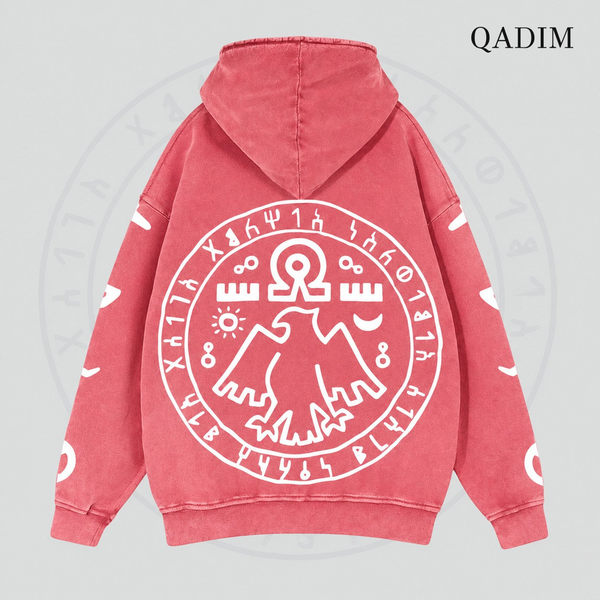QADIM 7 Eagles Washed Hoodie – Rose