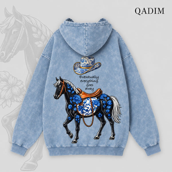 QADIM Safar Washed Hoodie – Baby Blue