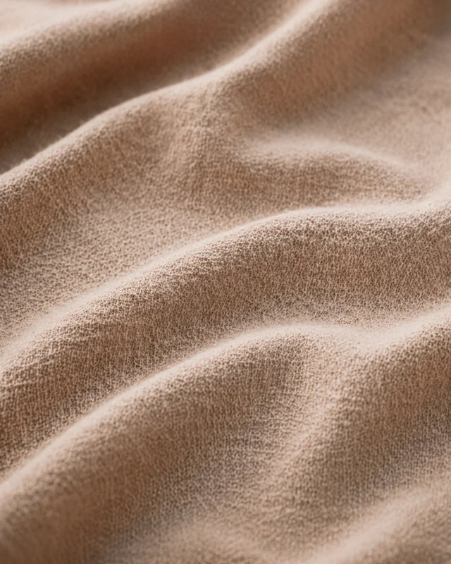 Close-up of ATHAR linen-cotton fabric texture by QADIM
