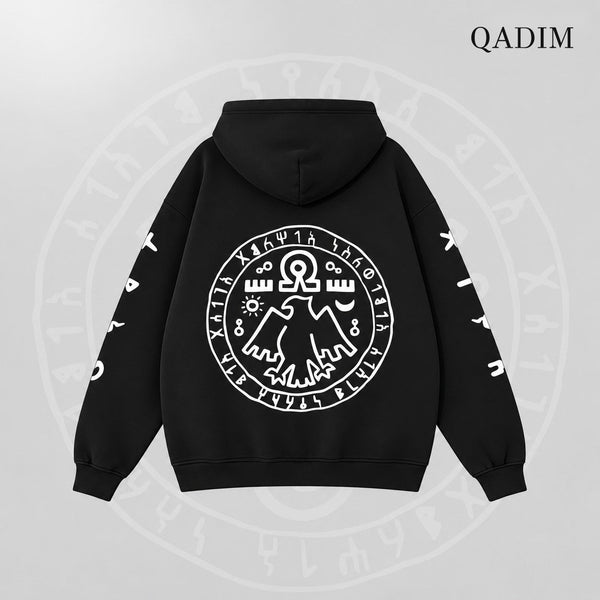 QADIM 7 Eagles Relaxed Hoodie – Black