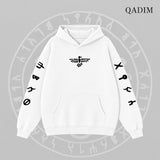 QADIM 7 Eagles relaxed hoodie in white, front emblem | هودي ٧ نسور ريلاكس أبيض من قدّام
