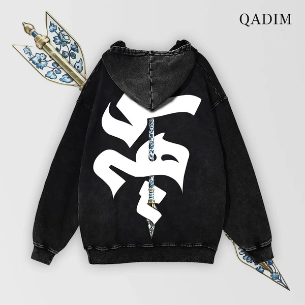QADIM Sahm Washed Hoodie – Black