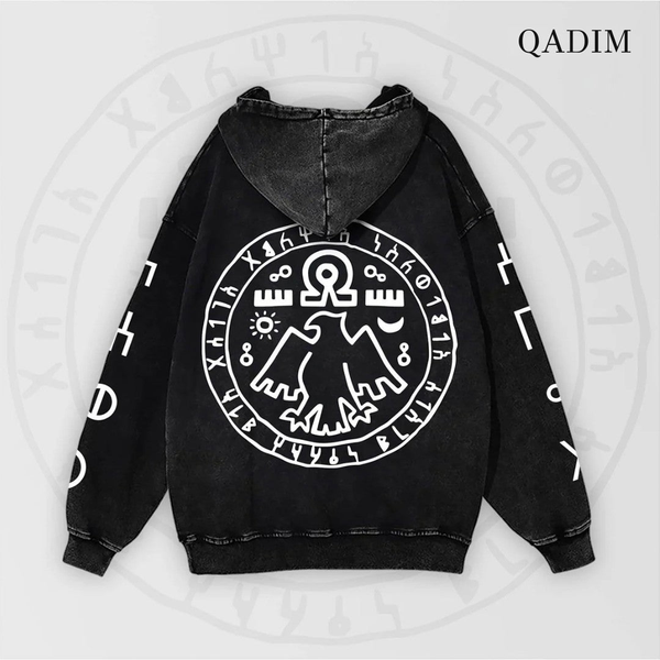 QADIM 7 Eagles Washed Hoodie – Black