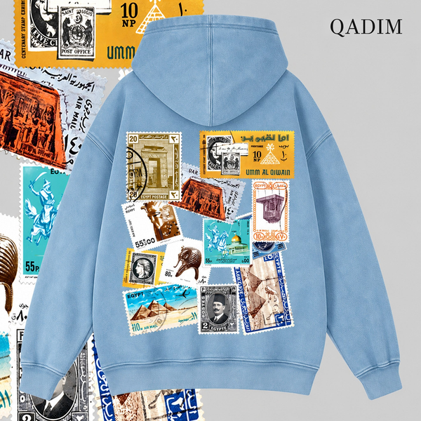 QADIM Tawabie Washed Hoodie – Baby Blue