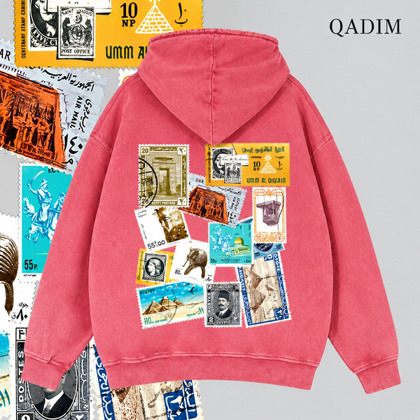 QADIM Tawabie Washed Hoodie – Rose