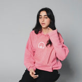 QADIM Asil washed hoodie in rose, front emblem, in motion | هودي أصيل مغسول روز في فيديو