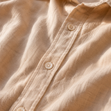Close-up of ATHAR linen-cotton fabric texture | تفصيل قماش أثر الكتان والقطن