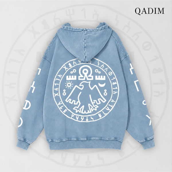 QADIM 7 Eagles Washed Hoodie – Baby Blue
