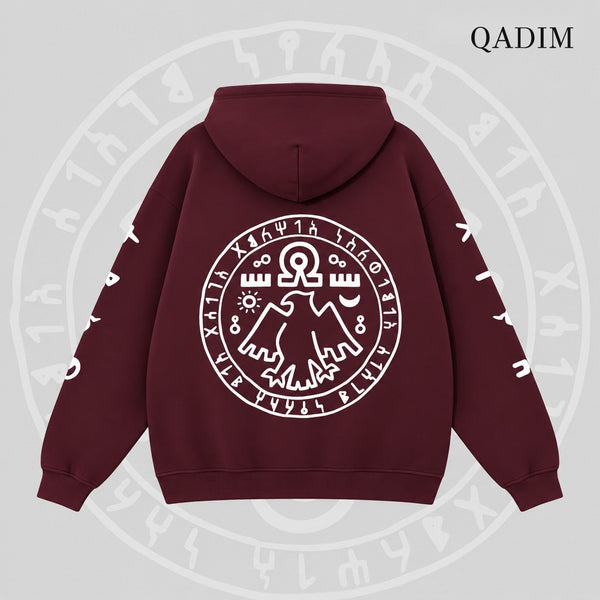 QADIM 7 Eagles Relaxed Hoodie – Burgundy