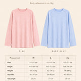 Size guide for QADIM Washed Long Sleeve Tee with bust, height, weight, shoulder, and tee length measurements