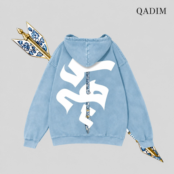 QADIM Sahm Washed Hoodie – Baby Blue