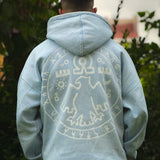 QADIM 7 Eagles washed hoodie in baby blue, eagle seal back print | هودي ٧ نسور مغسول بيبي بلو من ورا